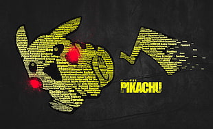 Pokemon Pikachu illustration, Pikachu, Pokemon First Generation, typography, video games