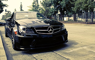 black Mercedes-Benz car, Mercedes Benz, Mercedes-Benz