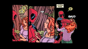 Deadpool punching woman comic strip HD wallpaper