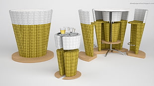 white and yellow woven stands, artwork, commercial