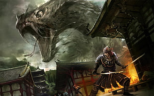 video game screenshot, fantasy art, samurai, Samurai Challenge 1, artozi