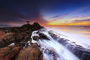 mountain hill beside of sea cloud