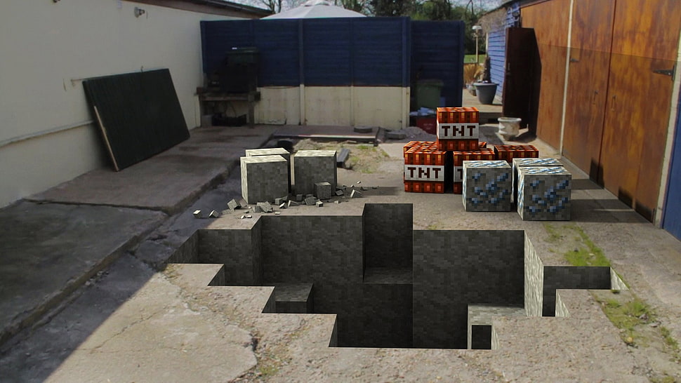 3D hole painting HD wallpaper