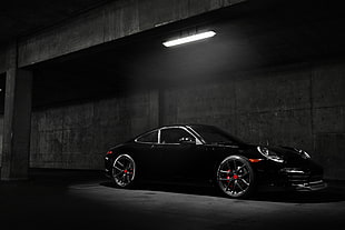 black sedan, black cars, Porsche 911 Carrera S, vehicle, car HD wallpaper