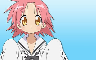pink hair girl anime illustration