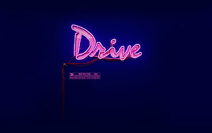 pink Drive neon light signage, Drive, neon