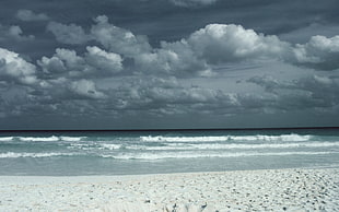 beach waves and white sands, waves, beach, clouds, sand