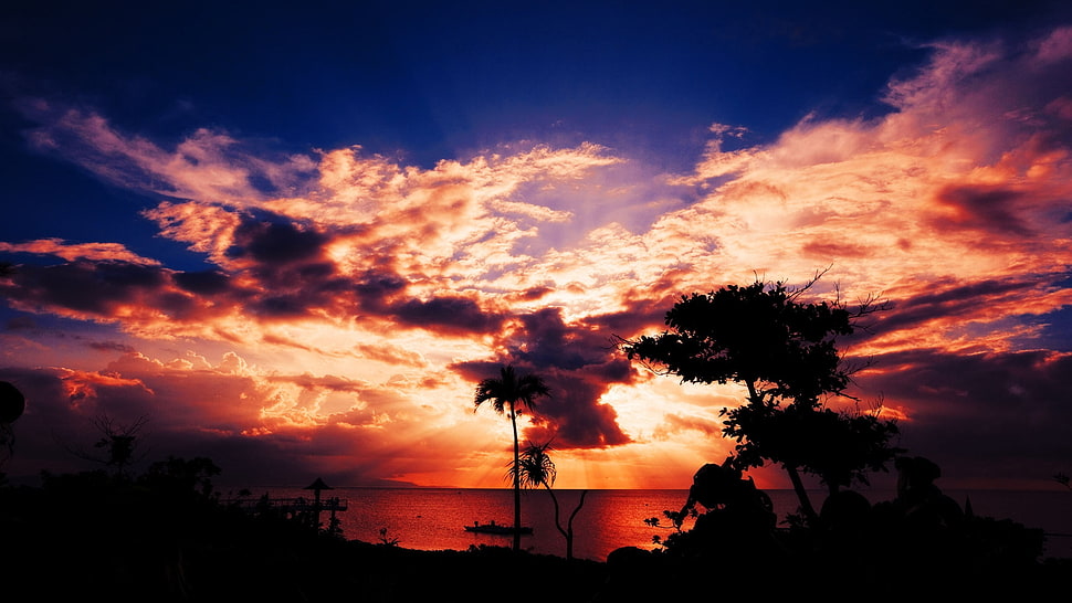 sunset view near beach HD wallpaper