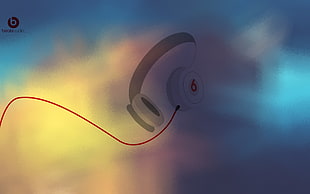 black and gray headphones illustration