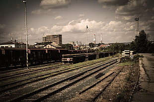 brown steel train, train, train station, old, rail yard