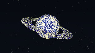 white and blue planet Saturn illustration screenshot
