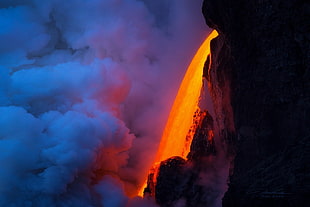 rock formation, nature, lava, clouds, volcano