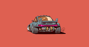 grey car illustration, artwork, car, vehicle, Fernando Correa HD wallpaper