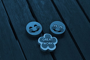 three stickers, Smile, Badges, Smiles