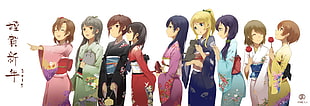 female anime characters illustration, Love Live!, Kousaka Honoka, Minami Kotori, Yazawa Nico HD wallpaper