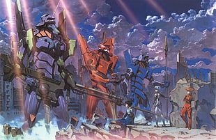 Gundam wallpaper, Neon Genesis Evangelion, Asuka Langley Soryu, EVA Unit 02, Ikari Shinji