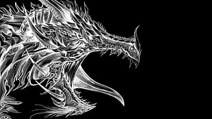 white dragon illustration HD wallpaper