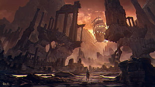 game cover, artwork, fantasy art, ruins
