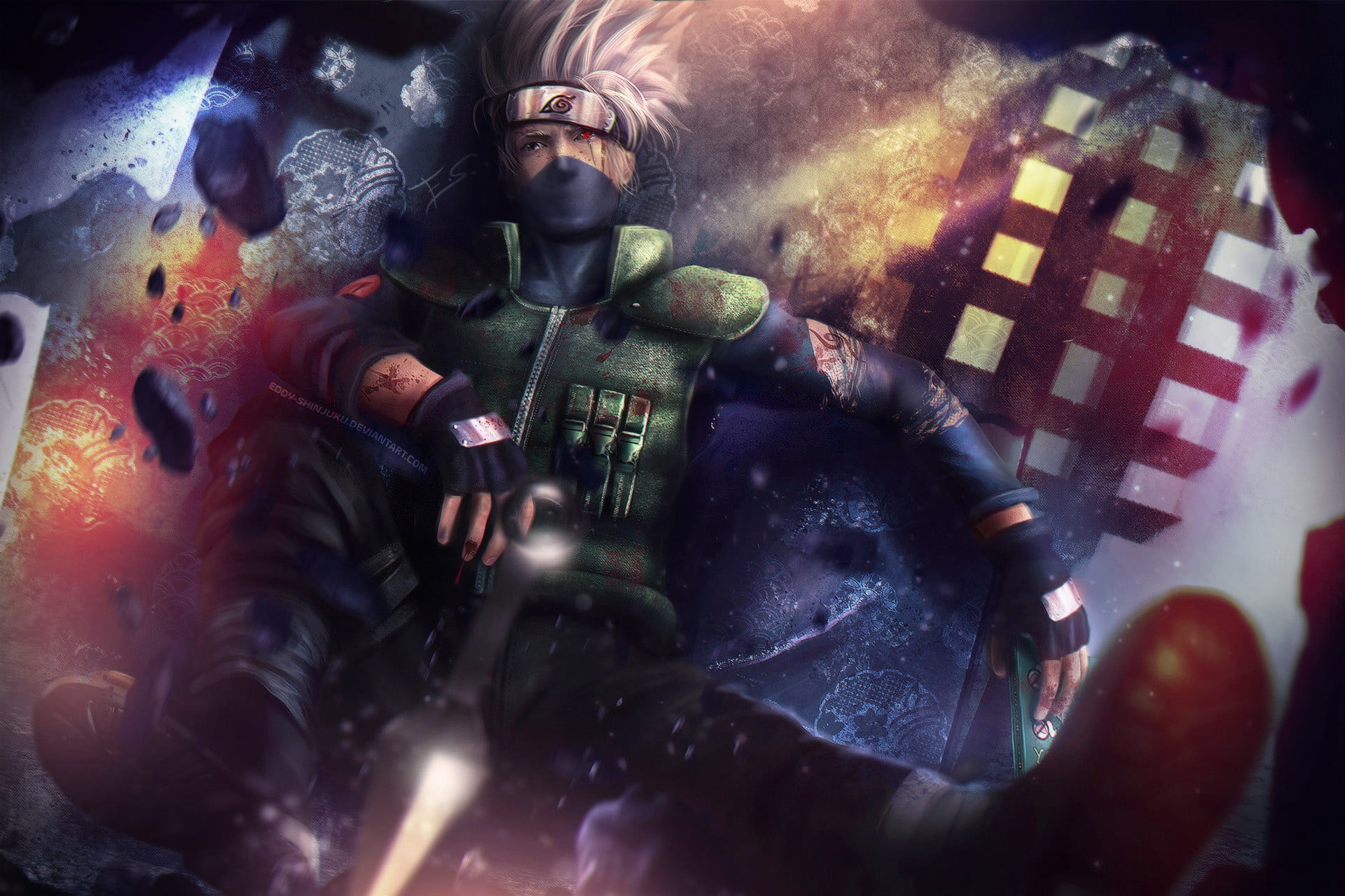 Naruto Shippuden Kakashi digital wallpaper, anime, realistic, Naruto Shippuuden, anime boys