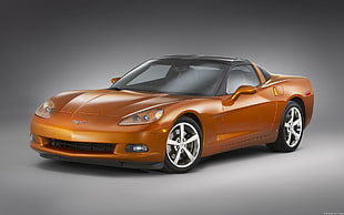 orange Corvette coupe, Corvette, Chevrolet Corvette