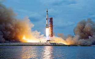 white space rocket, Saturn V, rocket, launch pads, NASA