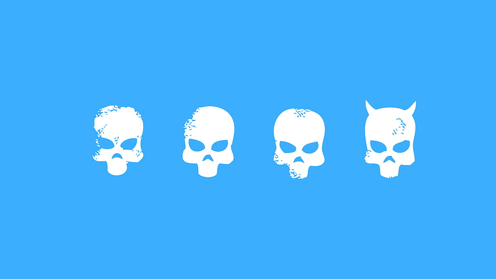 four white skulls template, Payday 2, deathwish HD wallpaper