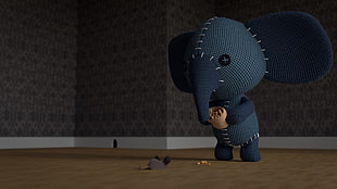 blue elephant plush toy, Blender, elephant