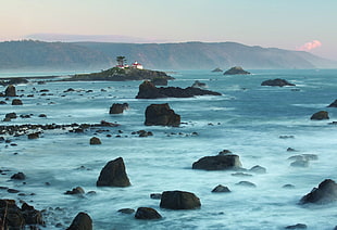 stony seashore during daytime photography, california HD wallpaper