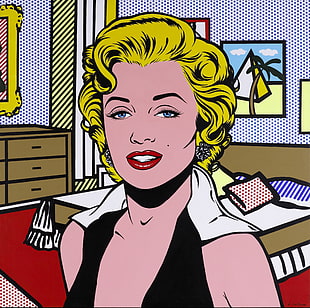 Marilyn Monroe cartoon character, vintage, Roy Lichtenstein, pop art