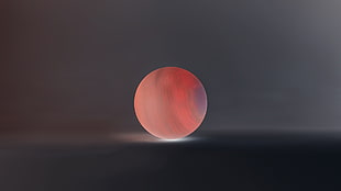 round orange ball, artwork, minimalism, digital art