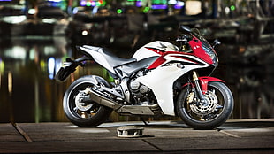 white and red sports bike, Honda, Honda CBR, motorcycle