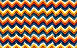 blue, red, and yellow textile, geometry, pattern
