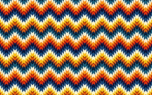 blue, red, and yellow textile, geometry, pattern