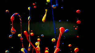 red, blue, and yellow droplets illustration