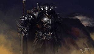 animated warrior character, armor, knight, dark background, fantasy art