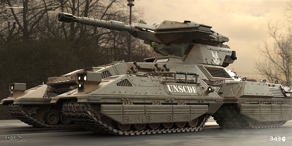 gray UNSCDF battle tank, science fiction, video games, Halo, tank HD wallpaper