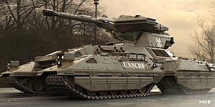 gray UNSCDF battle tank, science fiction, video games, Halo, tank