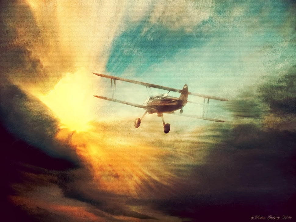jet plane painting, airplane, aircraft, sky, vehicle HD wallpaper