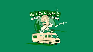 Heisenbergs Mobile Cuisine logo, Breaking Bad, TV, RV, green background HD wallpaper