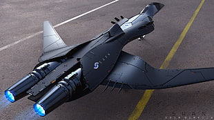 black and gray fighter plane, jet fighter