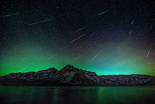 meteor shower, night, stars HD wallpaper