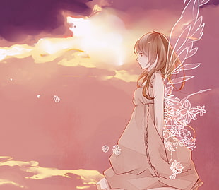 girl with wings anime character HD wallpaper