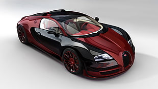 red and black convertible coupe, Bugatti Veyron, car