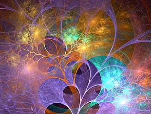 purple yellow and blue abstract painting