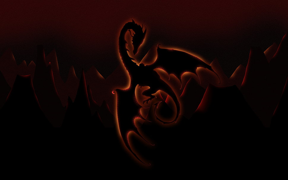 black dragon illustration HD wallpaper