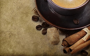 Coffee,  Cup,  Grains,  Cinnamon HD wallpaper