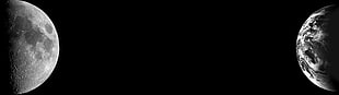 greyscale photo of earth and moon