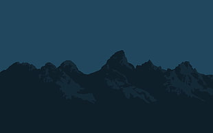silhouette of mountain, simple, mountains, landscape