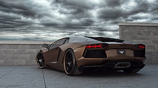 brown Lamborghini aventador