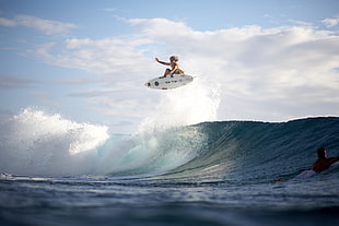 white surfboard, sea, surfing, sports